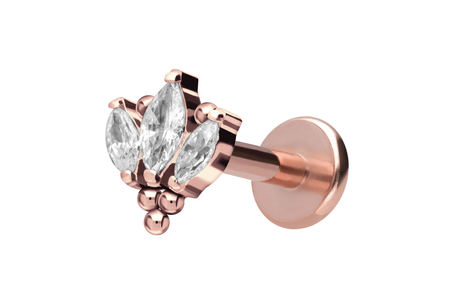 Titan Labret Piercing mit Innengewinde LOTUSBLÜTE + KUGELN